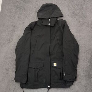 Carhartt Jacket Womens Medium Black Hooded Storm Defender Full-Zip Nylon Rain